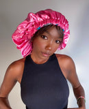 Hot pink large satin bonnet